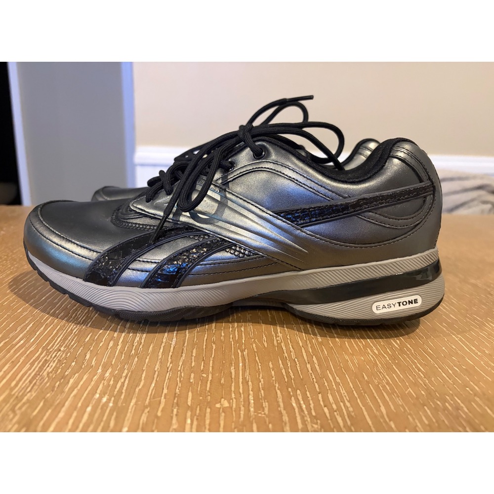 Reebok EasyTone SmoothFit Walking Shoes Metallic Pewter Black J17889 Womens 9.5